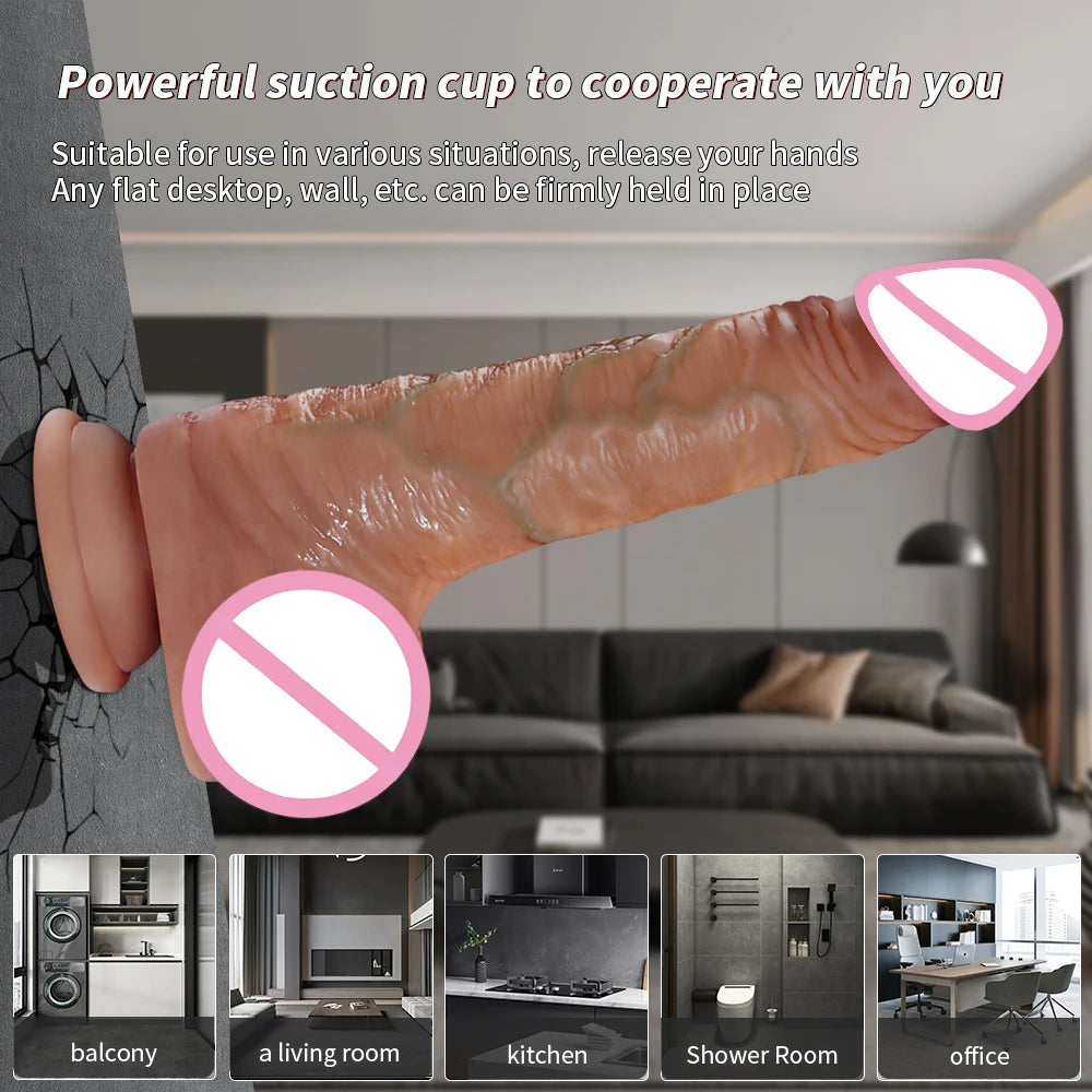 18/21CM Dildo Liquid Silicone Dildo With Skin Sliding Skin Strong Suction Cup Sex Toy For Women Men Gay Couples Adult Supplies