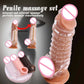 18.5cm Reusable Silicone Penis Extender Enlargement Sleeves Delayed Ejaculation Condoms Testis SM Bondage for Men Adult Sex Toys