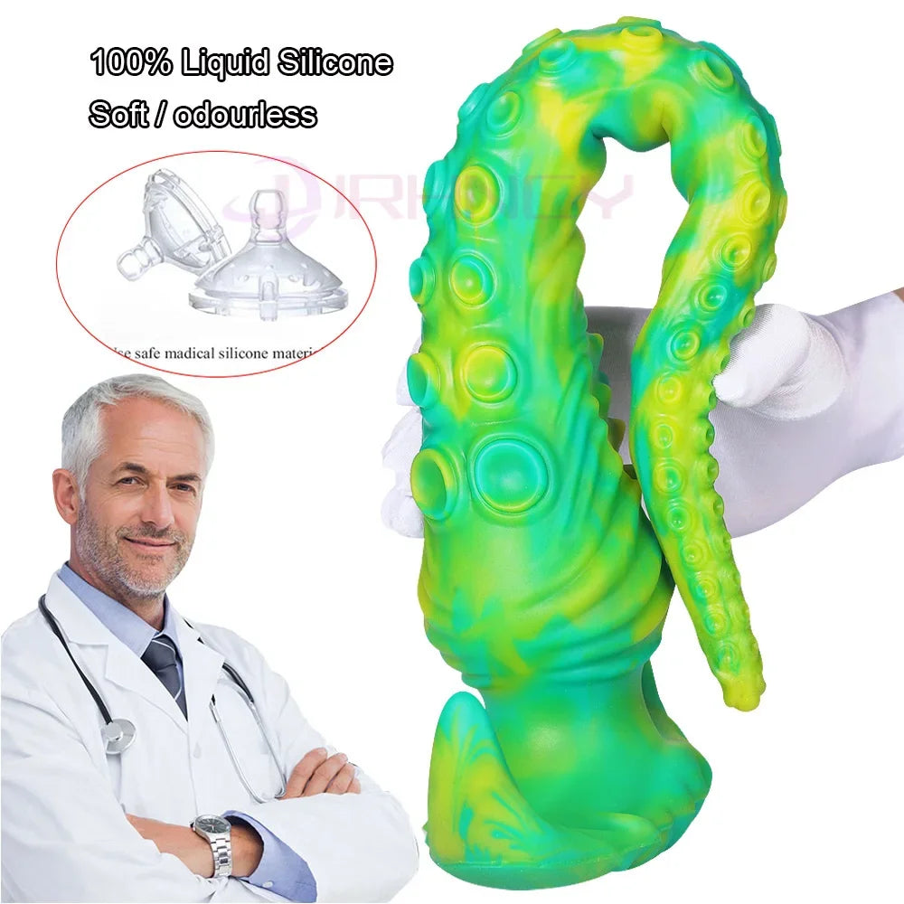 18+ Anal Plug Octopus Tentacle Butt Plug for Women Long Anal Dildos Platinum Liquid Silicone Soft Butt Plug Long BDSM Sex Toys