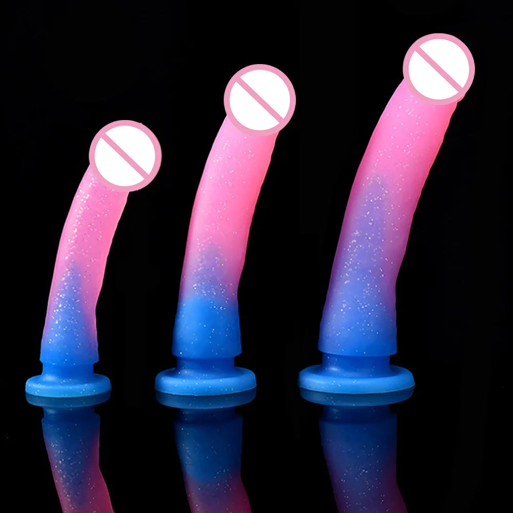 18+ Glitter Realistic Dildo Dick Sex Toys Cute Dildio for Women Lesbian Consoladores Silicone Penis Anal Dildos with Suction Cup