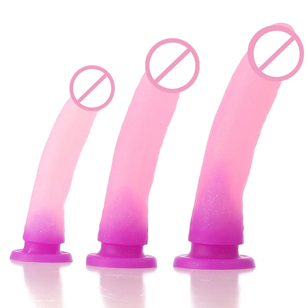 18+ Glitter Realistic Dildo Dick Sex Toys Cute Dildio for Women Lesbian Consoladores Silicone Penis Anal Dildos with Suction Cup