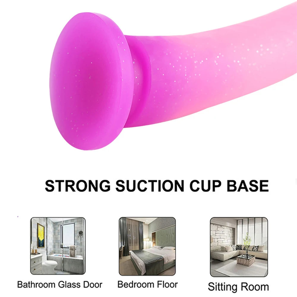 18+ Glitter Realistic Dildo Dick Sex Toys Cute Dildio for Women Lesbian Consoladores Silicone Penis Anal Dildos with Suction Cup