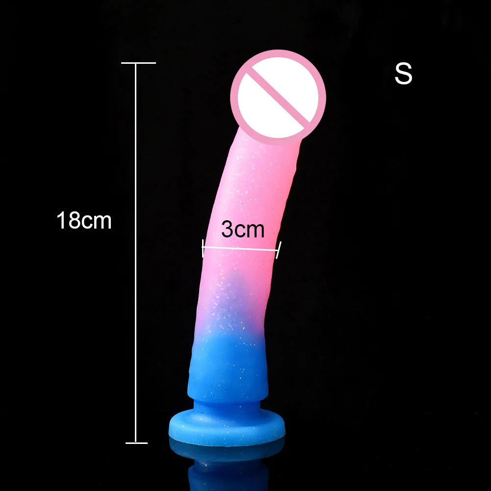 18+ Glitter Realistic Dildo Dick Sex Toys Cute Dildio for Women Lesbian Consoladores Silicone Penis Anal Dildos with Suction Cup