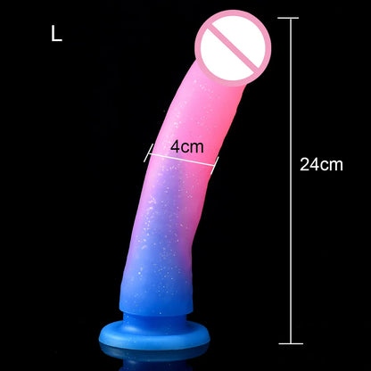 18+ Glitter Realistic Dildo Dick Sex Toys Cute Dildio for Women Lesbian Consoladores Silicone Penis Anal Dildos with Suction Cup