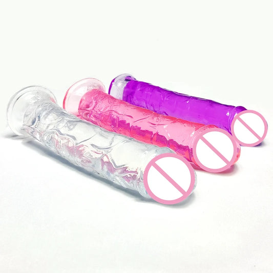 19*3.4CM  Realistic M Dildo vagina Anal Masturbator Sex Toys For Couples Crystal Dildo Suction Cup Penis  For Wome