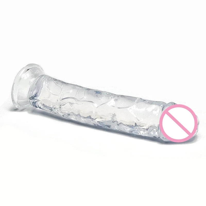 19*3.4CM  Realistic M Dildo vagina Anal Masturbator Sex Toys For Couples Crystal Dildo Suction Cup Penis  For Wome