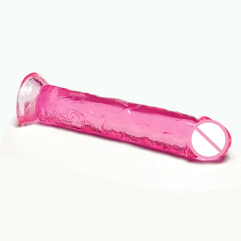 19*3.4CM  Realistic M Dildo vagina Anal Masturbator Sex Toys For Couples Crystal Dildo Suction Cup Penis  For Wome