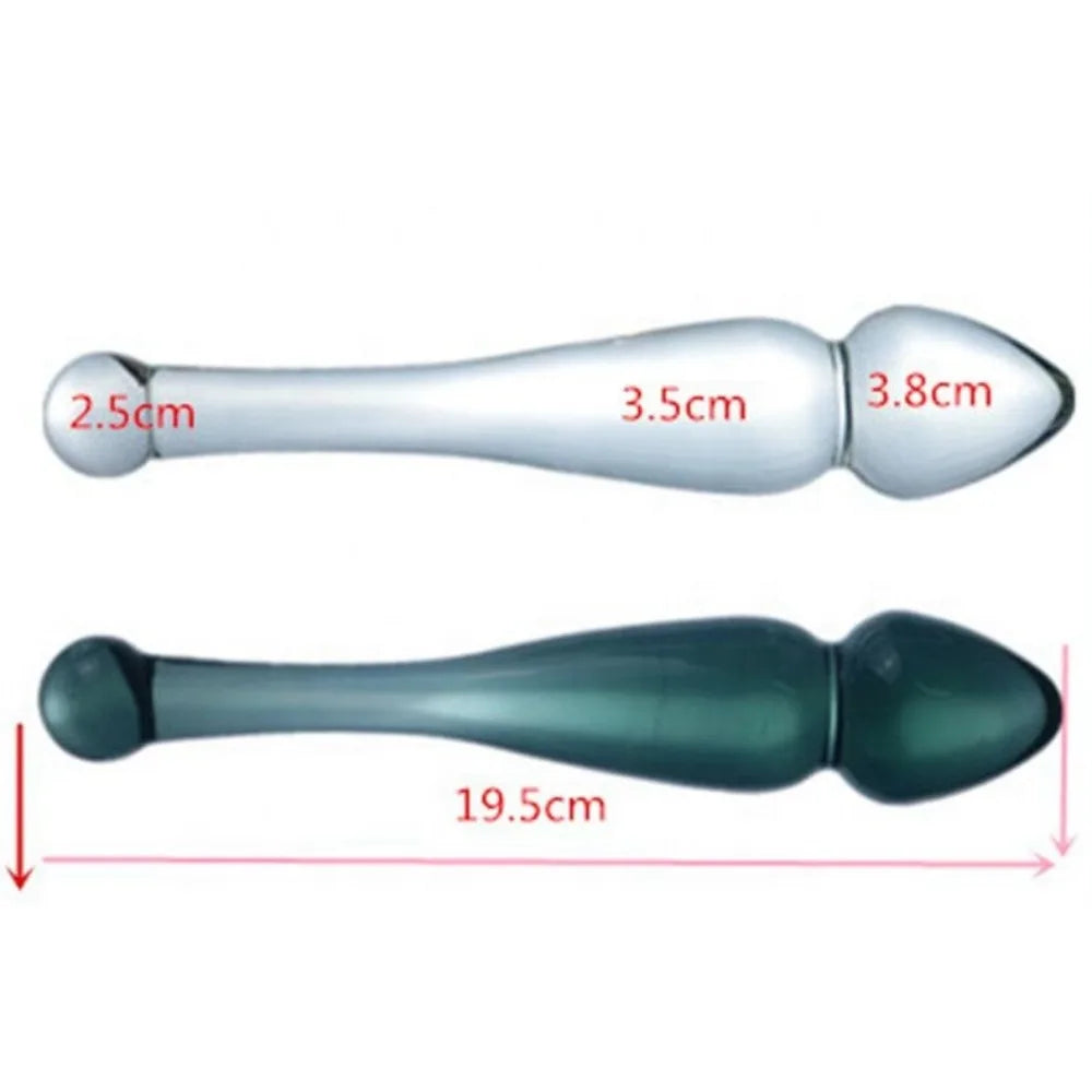 1PC Double-headed Masturbator Glass Material Dildo Unisex Anal Plug Crystal Couple Butt Plug Prostate External Adult Sex Toys