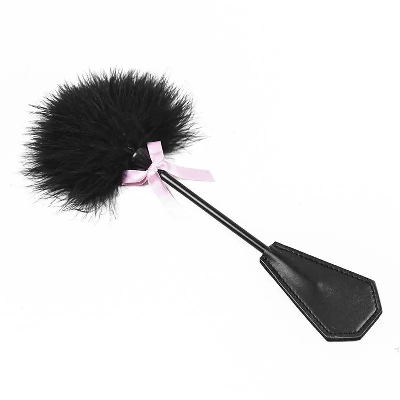 1PC Erotic Bdsm Feather Tickled Whip Bondage Punish Fetish Leather Spanking Paddle Play Flogger Lover Riding Crop Pony Sex Toys