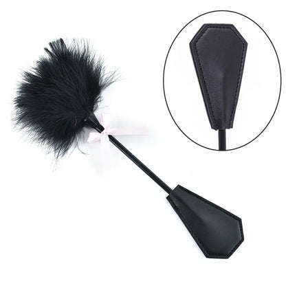 1PC Erotic Bdsm Feather Tickled Whip Bondage Punish Fetish Leather Spanking Paddle Play Flogger Lover Riding Crop Pony Sex Toys