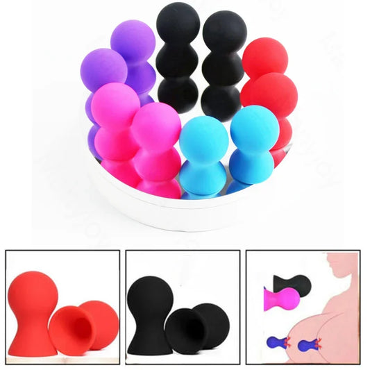 1Pair Mini Cute Silicone Nipple Suckers Nipple Cupping Breast Enhancer Correction Clitoris Stimulator Pump Sex Toys for Woman