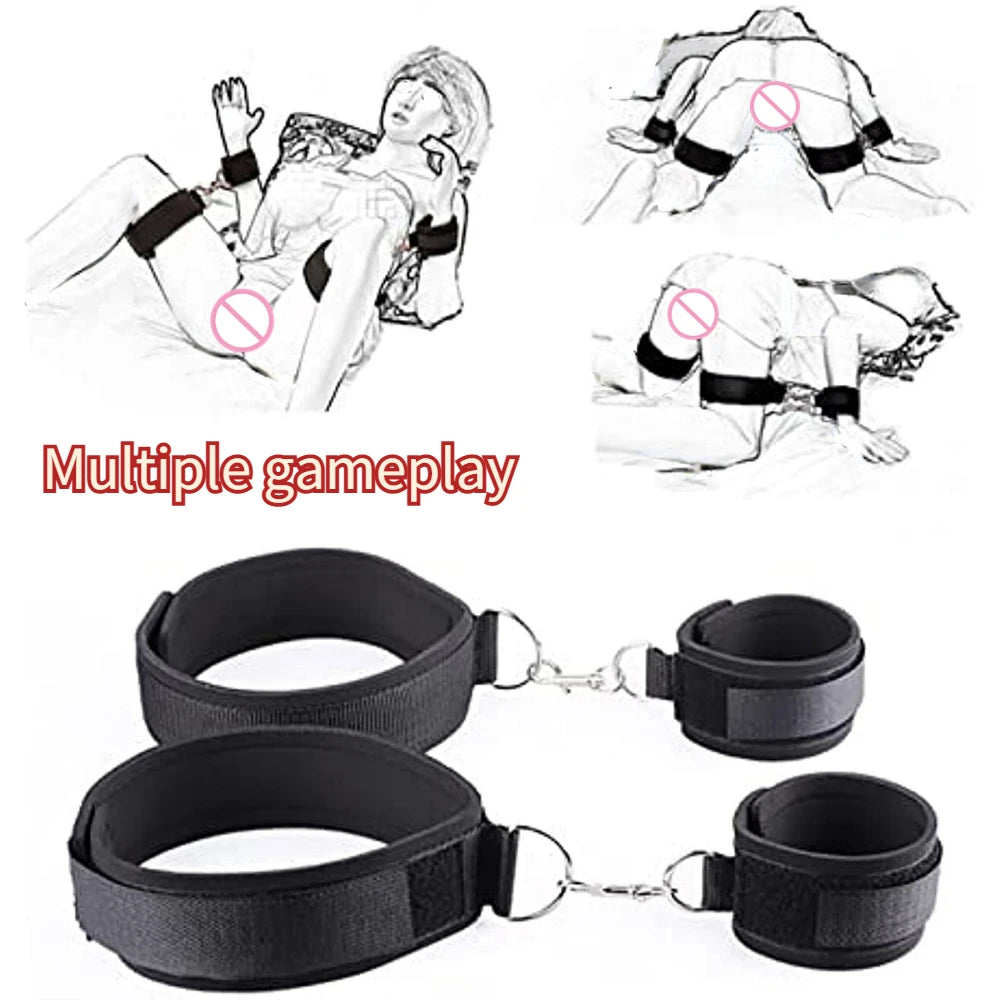 1Set Adjustable Handcuffs Ankle Cuff BDSM Restrain Binding Leg Bands Sex Toys for Female Sexy Beginner Suit Sex Toys Adult Games