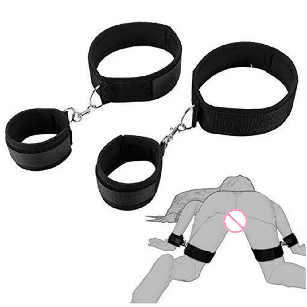 1Set Adjustable Handcuffs Ankle Cuff BDSM Restrain Binding Leg Bands Sex Toys for Female Sexy Beginner Suit Sex Toys Adult Games