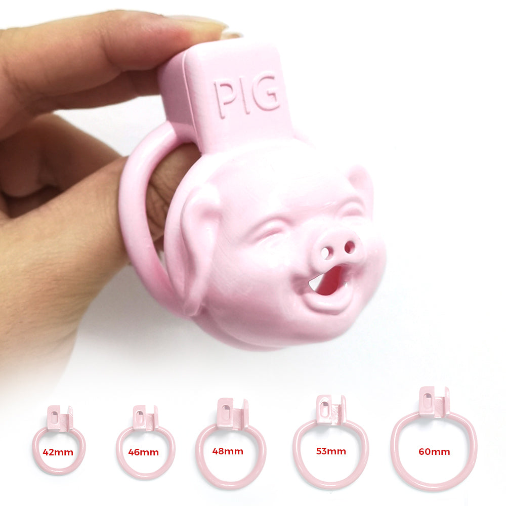 Pink Role Play PIG Slave Chastity Cage