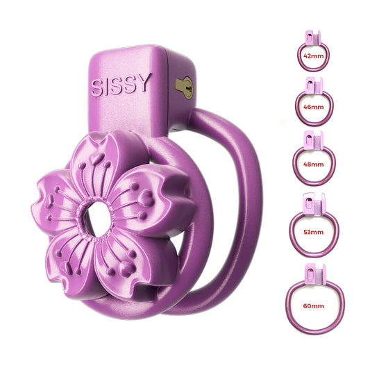 Purple BDSM SISSY Petal Chastity Cage Devices