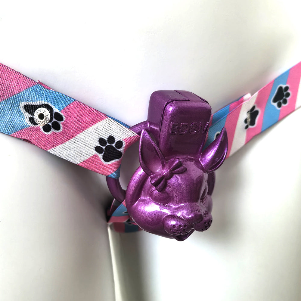 Puppy dog paw Chastity Cage Anti-off Device Elastic Band Adjustable Auxiliary Belt