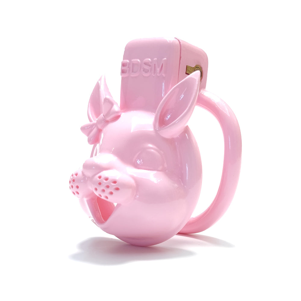 Pink Cute Rabbit Chastity Cage with Stealth Lock Ring