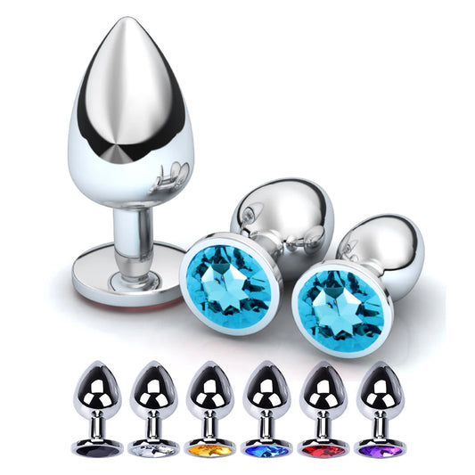 1pc 3 Size Anal Plug Round Stainless Steel Crystal buttplug Removable Butt Plug Stimulator Anal Sex Toys Prostate Massager Dildo