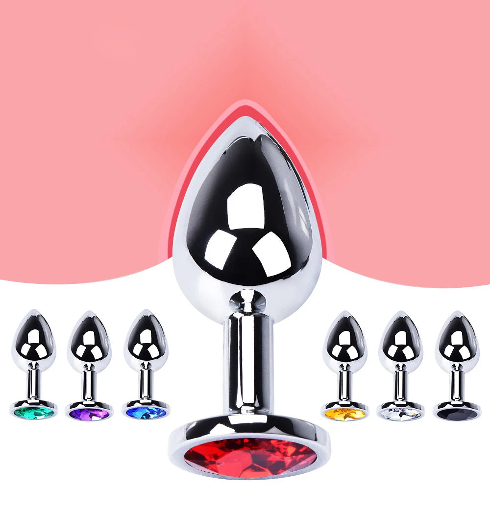 1pc 3 Size Anal Plug Round Stainless Steel Crystal buttplug Removable Butt Plug Stimulator Anal Sex Toys Prostate Massager Dildo