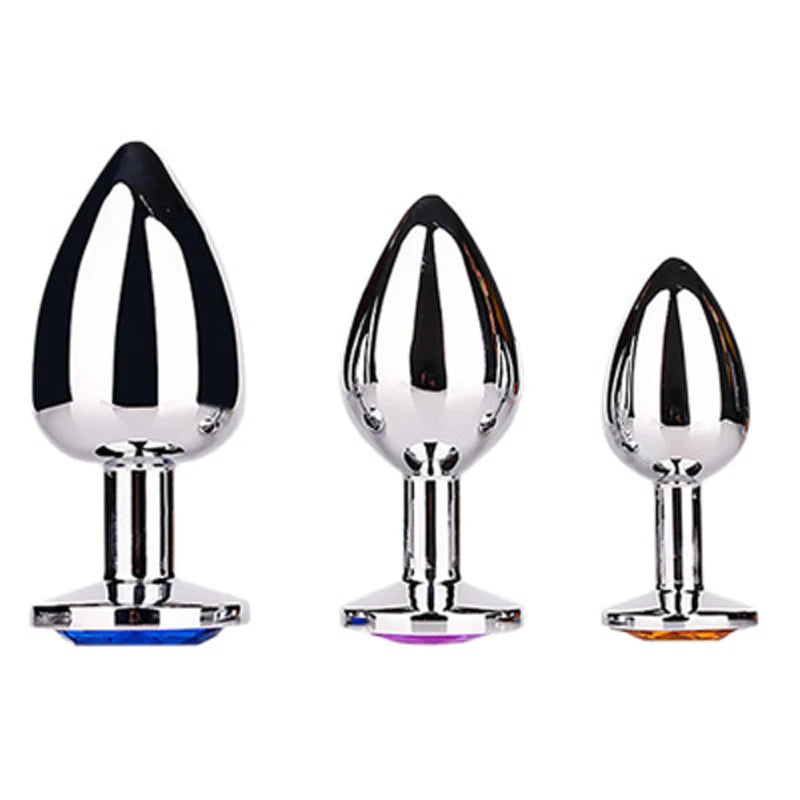 1pc 3 Size Anal Plug Round Stainless Steel Crystal buttplug Removable Butt Plug Stimulator Anal Sex Toys Prostate Massager Dildo