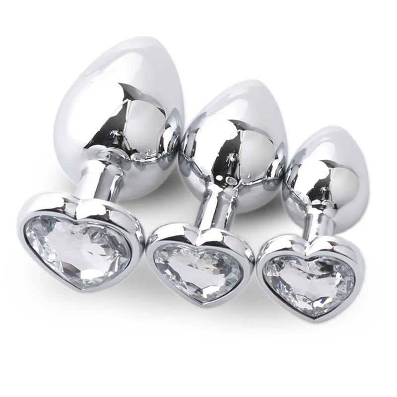 1pc 3 Size Anal Plug Round Stainless Steel Crystal buttplug Removable Butt Plug Stimulator Anal Sex Toys Prostate Massager Dildo