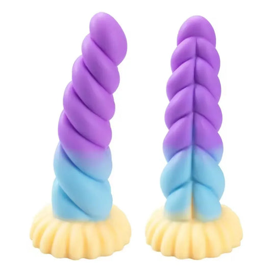 1pc Liquid Silicone Mixed Color Dildo Twist Anal Plug with Suction Cup Dildo Prostate Massager Masturbator Sex Toys for Men