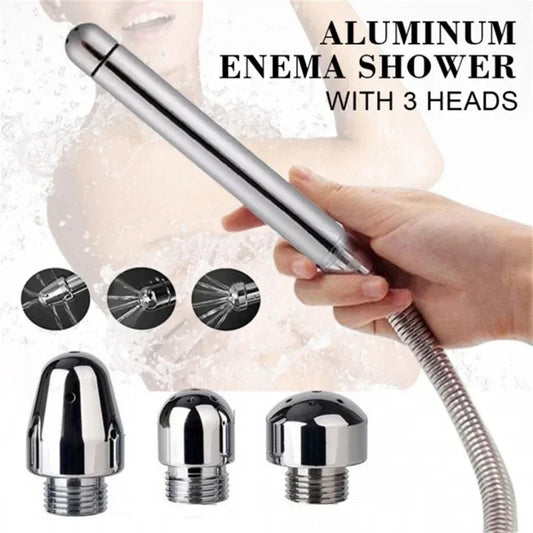 1set, Three-head replacement metal douche, multi-functional anal plug, plug-in shower enema, adult sex toys