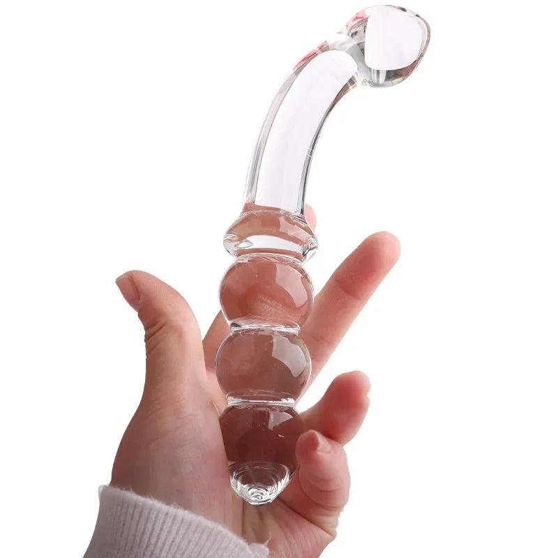 2 In 1 Glass Anal Beads Butt Plug For Women Hard Dildos Vaginal Anus Dilator Men Prostate Massager Female Masturbator Sex Toy 18