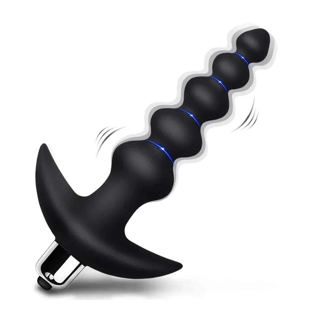 2 In 1 Vibrating Anal Beads Butt Plug Tapered Design Silicone Prostate Massager Bullet Vibrator Sex Toys for Men Dildo for Anal