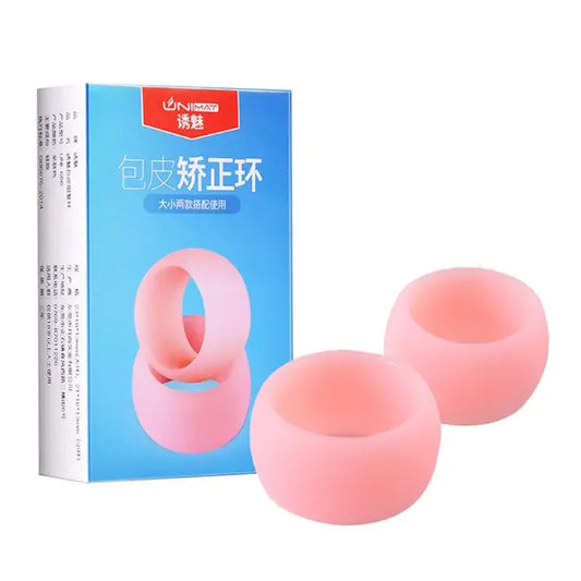 2 Soft Silicone Penis Ring Men Foreskin Corrector Delay Ejaculation Male Sex Toy