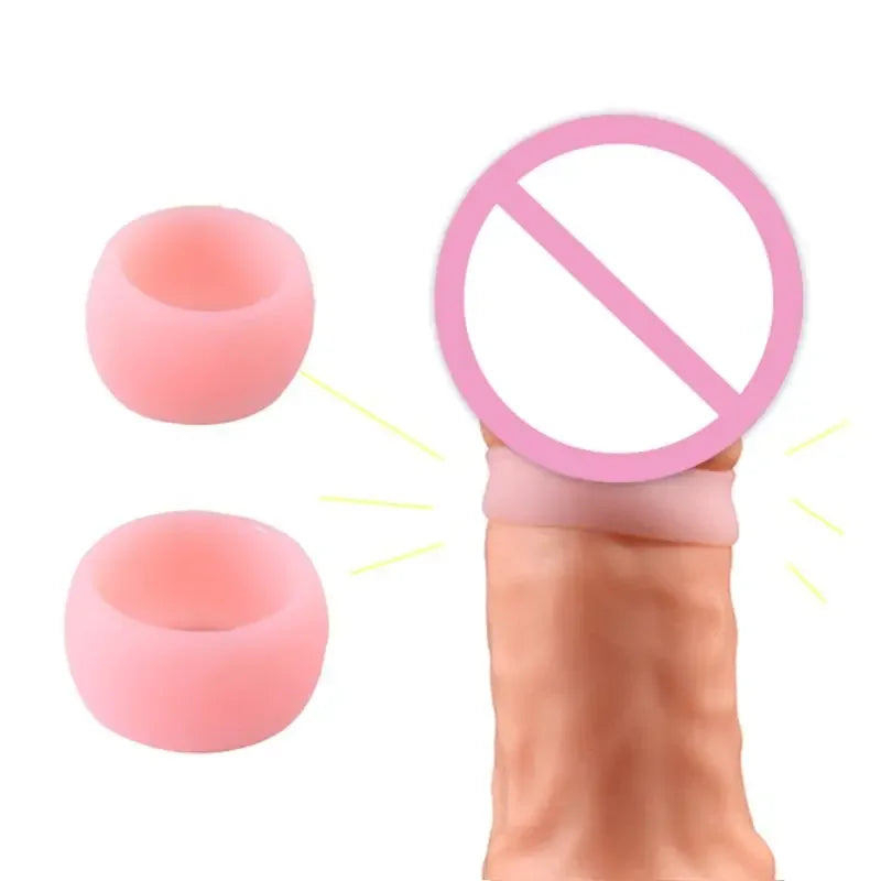 2 Soft Silicone Penis Ring Men Foreskin Corrector Delay Ejaculation Male Sex Toy