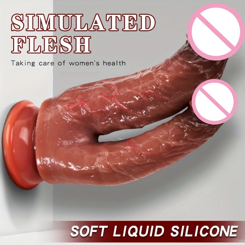 2-in-1 Liquid Silicone Double Head Dildo Realistic Dildo For Women Lesbian Dildo Powerful Masturbate Realistic Penis For G-spot