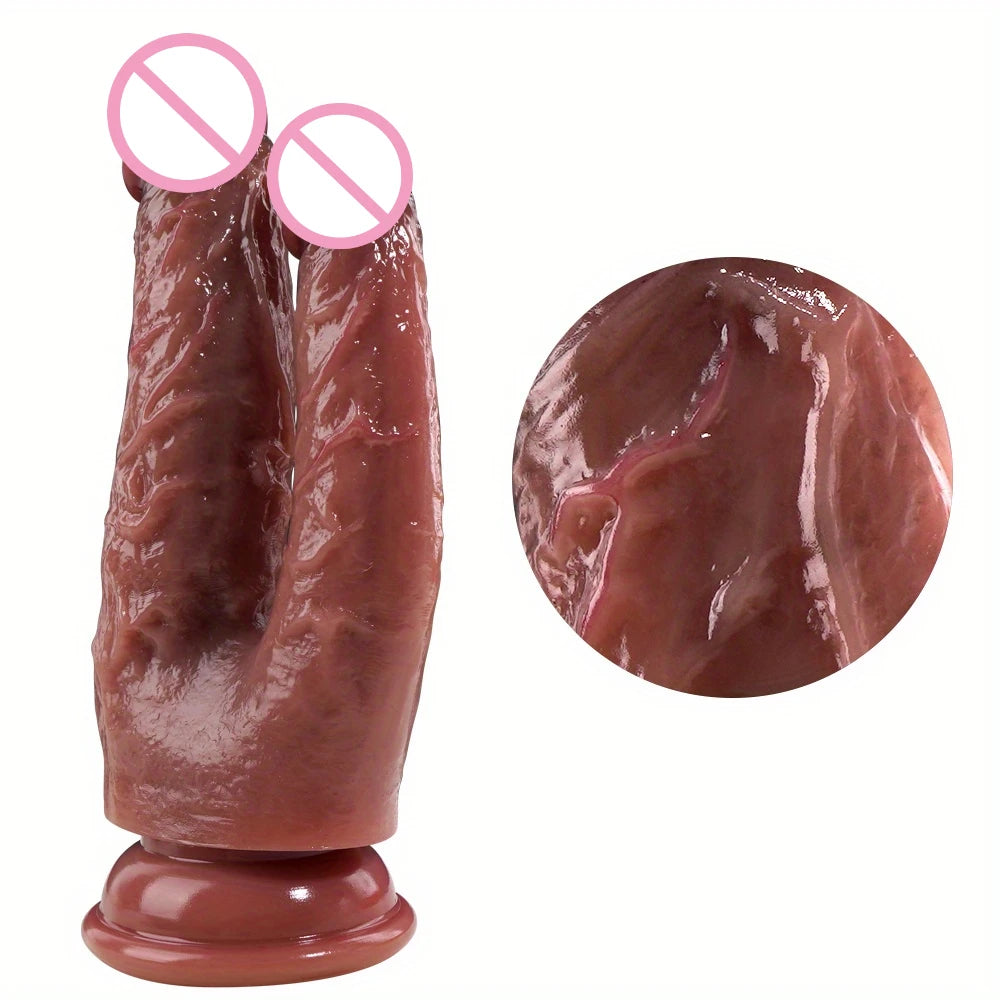 2-in-1 Liquid Silicone Double Head Dildo Realistic Dildo For Women Lesbian Dildo Powerful Masturbate Realistic Penis For G-spot