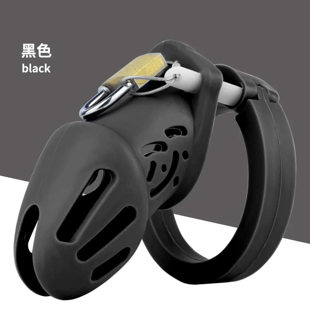 2023 NEW Soft Silicone Male Chastity Device Cock Cage 정조대Sex Toys With 5 Penis Ring 콕링 Prevent Breaking Free Cock Cages Sex Shop