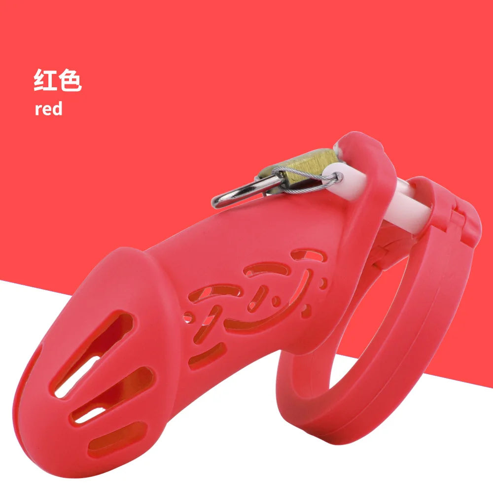 2023 NEW Soft Silicone Male Chastity Device Cock Cage 정조대Sex Toys With 5 Penis Ring 콕링 Prevent Breaking Free Cock Cages Sex Shop