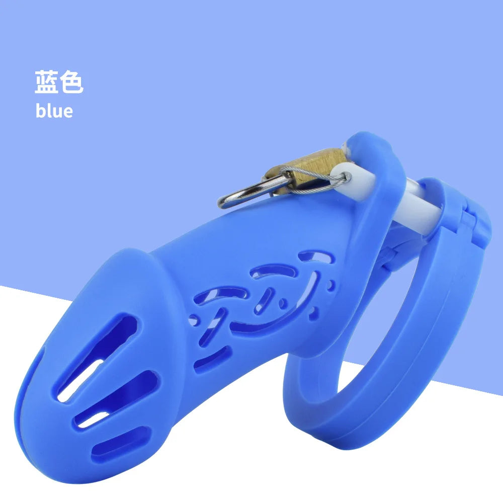 2023 NEW Soft Silicone Male Chastity Device Cock Cage 정조대Sex Toys With 5 Penis Ring 콕링 Prevent Breaking Free Cock Cages Sex Shop