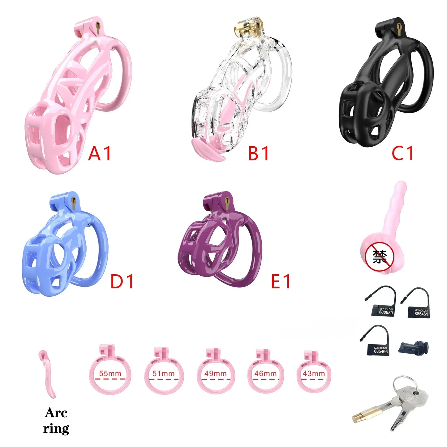 2024 High Quality Cobra Male Chastity Cage With 5 Sizes Arc Penis Rings Discreet Sissy Femboy Cock Cage Devices Men Adult Goods