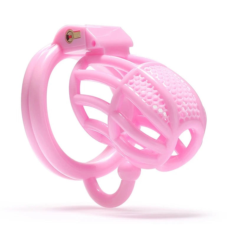 2024 High Quality Pink Male Chastity Cage With 4 Size Arc Penis Rings Discreet Sissy Femboy Cock Cage Devices Men Adult Goods