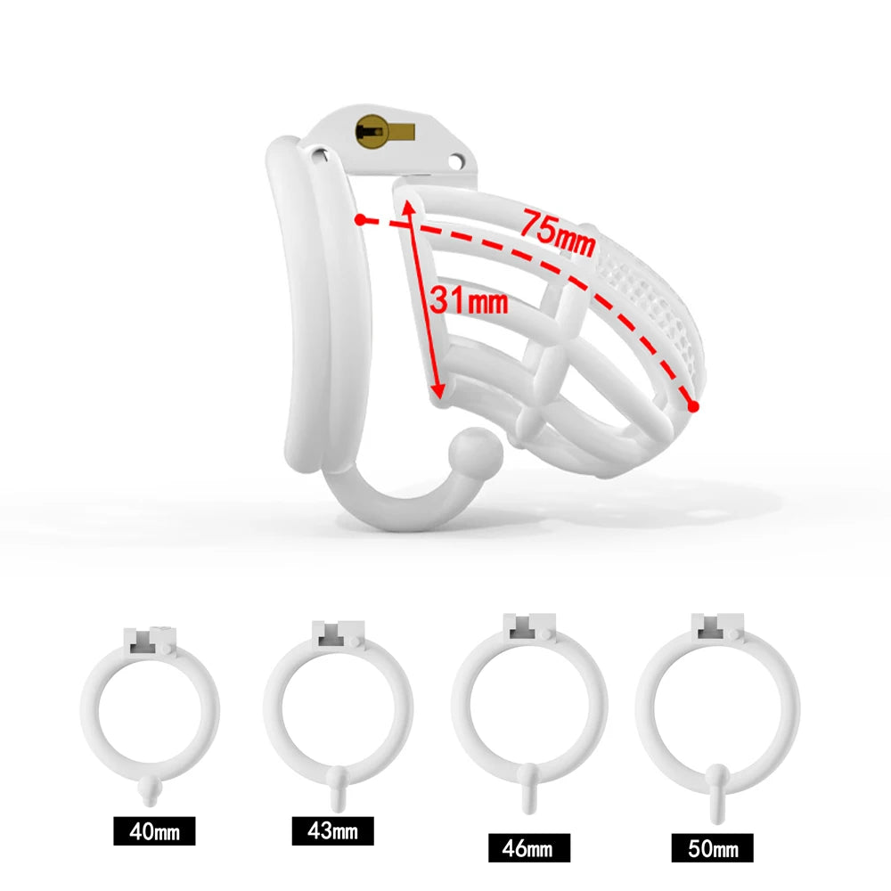 2024 High Quality Pink Male Chastity Cage With 4 Size Arc Penis Rings Discreet Sissy Femboy Cock Cage Devices Men Adult Goods