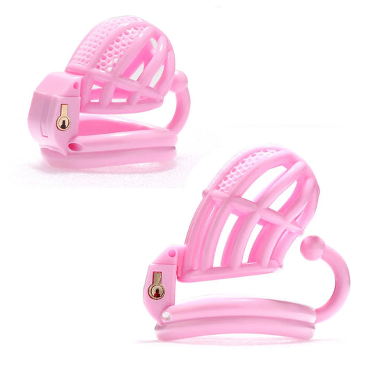 2024 High Quality Pink Male Chastity Cage With 4 Size Arc Penis Rings Discreet Sissy Femboy Cock Cage Devices Men Adult Goods