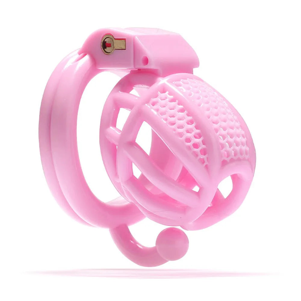 2024 High Quality Pink Male Chastity Cage With 4 Size Arc Penis Rings Discreet Sissy Femboy Cock Cage Devices Men Adult Goods