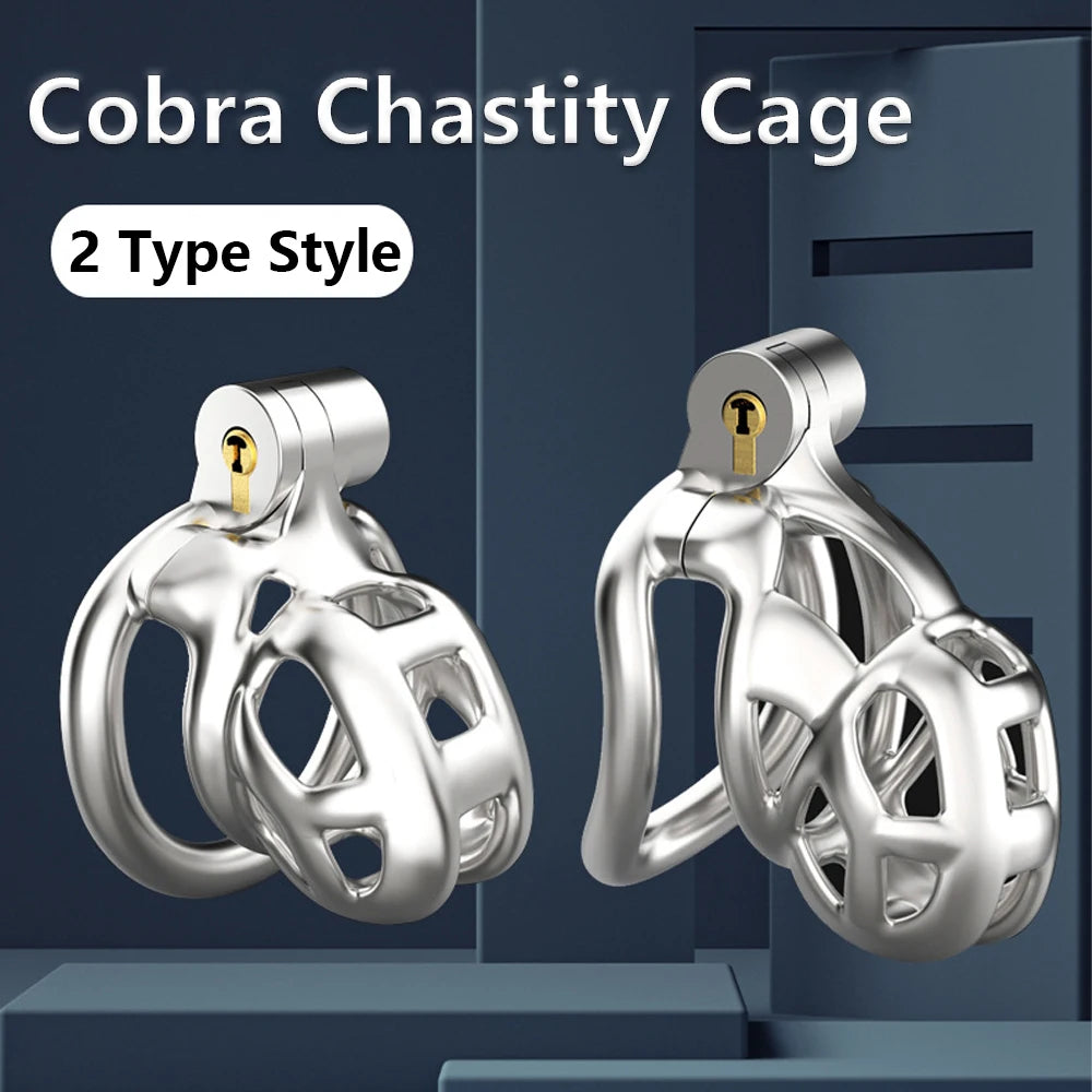 2024 New 316 Stainless Steel Python 2 Style Male Chastity Cage Cock Cage Cobra Mamba Penis Ring Chastity Belt Sissy BDSM Sexto