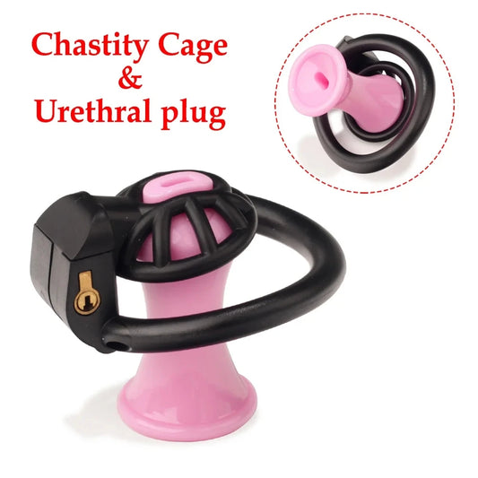 2024 New Negative/Micro Cock Cage Penis Lock With S/M Urethral Plug Penis Ring Chastity Device BDSM Sex Toys Bondage For Sissy