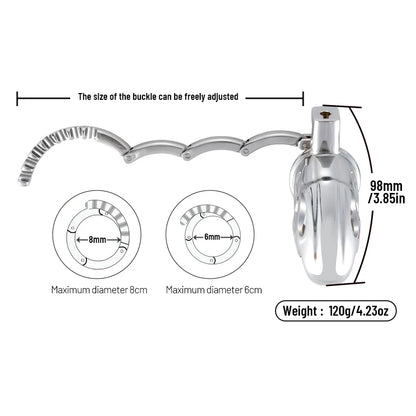 2024 New Upgrade One-Piece Adjustable Snap Ring Metal Chastity Cage Men's CB Cock Cage SM Aluminum Alloy Urethra Lock Device Toy