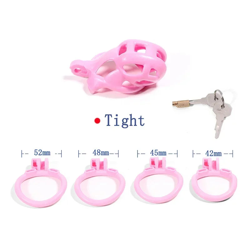 2024 Sissy Pink Chastity Cage 정조대투명피어싱 Light High Quality Cock Cage With 4 Arc Rings Penis Lock Adult Sex Toys For Men Gay 18+