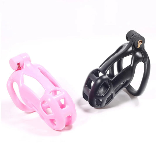 2024 Sissy Pink Chastity Cage 정조대투명피어싱 Light High Quality Cock Cage With 4 Arc Rings Penis Lock Adult Sex Toys For Men Gay 18+