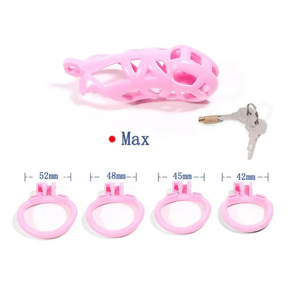 2024 Sissy Pink Chastity Cage 정조대투명피어싱 Light High Quality Cock Cage With 4 Arc Rings Penis Lock Adult Sex Toys For Men Gay 18+