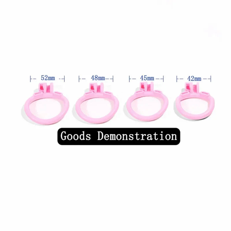 2024 Sissy Pink Chastity Cage 정조대투명피어싱 Light High Quality Cock Cage With 4 Arc Rings Penis Lock Adult Sex Toys For Men Gay 18+