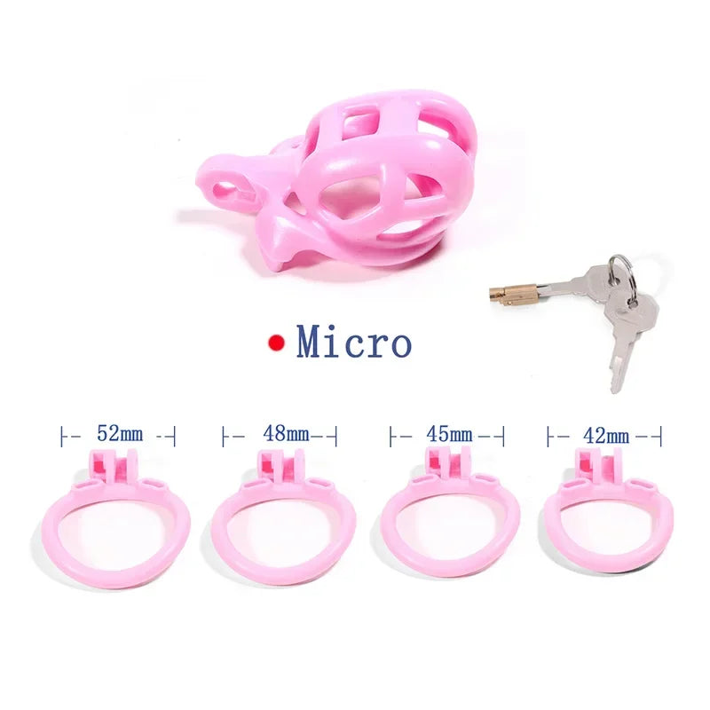 2024 Sissy Pink Chastity Cage 정조대투명피어싱 Light High Quality Cock Cage With 4 Arc Rings Penis Lock Adult Sex Toys For Men Gay 18+