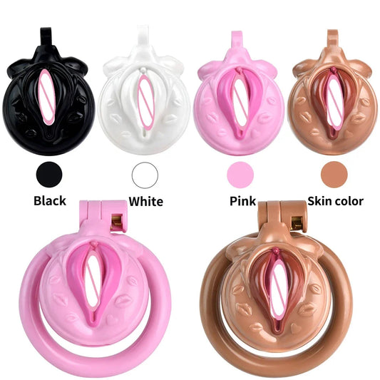 2024New Smaller Skin Pussy Chastity Cage SetLightweight Male Micro Labia Cock Cage With 4 Penis Rings Lock BDSM Sex Toys For Men